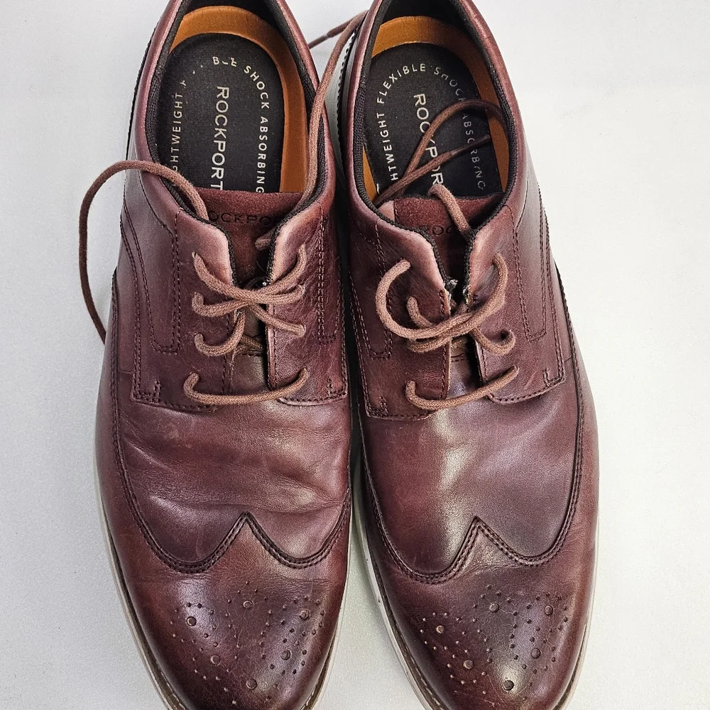 Rockport Kessler Wingtip Oxford Shoes CH5310 Leather Dark‎ Cherry Men 11.5M